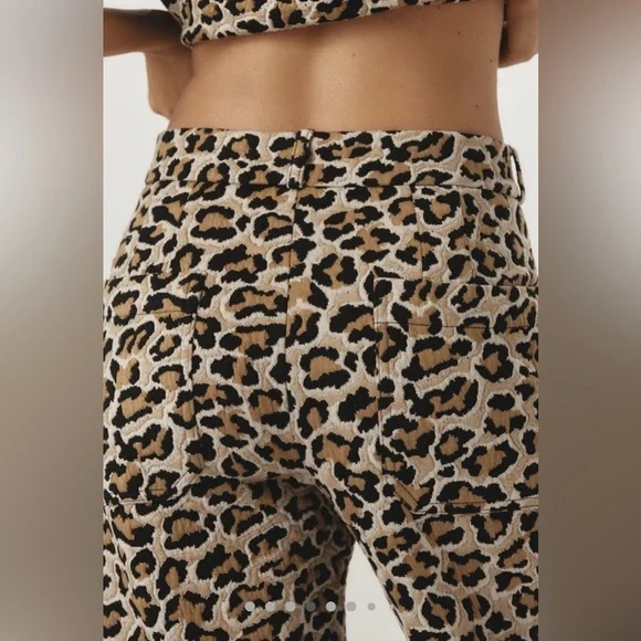 Anthropologie’s Mauve The Ettie high-rise wide leg crop pant in leopard - Picture 4 of 7